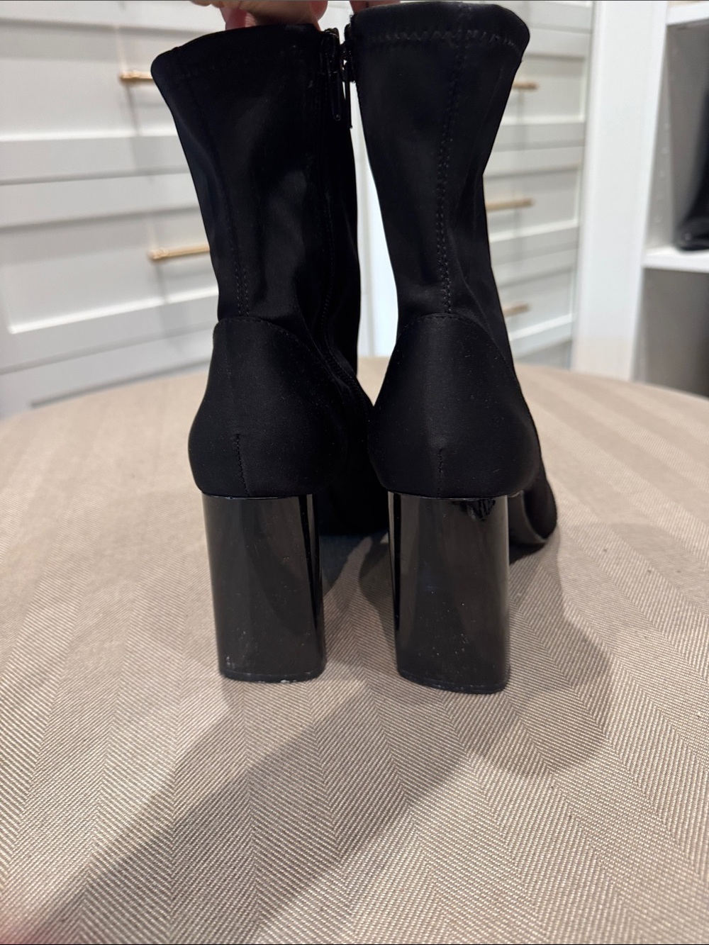 Zara Black Pointed Toe Mid-Calf Heeled Boots - Picture 3 of 5